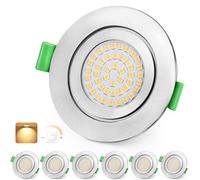 KYOTECH Spot LED Encastrable Dimmable 65-75mm 5W IP65 Spot LED Encastrable Extra Plat Blanc Chaud 2700K Spots de Plafond Etanche Salle de Bain, Nickel Lot de 6 (Non Rotatif)