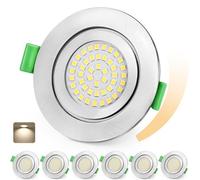 KYOTECH Spot LED Encastrable Dimmable 65-75mm 5W IP65 Spot LED Encastrable Extra Plat Blanc Neutre 4000K Spots de Plafond Etanche Salle de Bain, Nickel Lot de 6 (Non Rotatif)