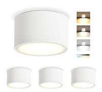 KYOTECH Spots LED en Saillie Dimmables, Spots de Plafond Ø95x55mm Blancs, avec Module LED GX53 7W 800LM 230V, 2700K/4000K/6500K Plafond en Saillie, Plafonnier Ronds pour Salon, 4 Pièces