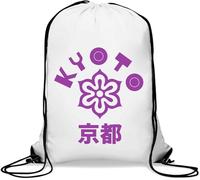 Kyoto Japan Sac de gym avec cordon de serrage Motif symboles Kanji Blanc