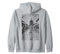Kyoto Japon vintage japonais Ligne illustre femme kimono Sweat à Capuche