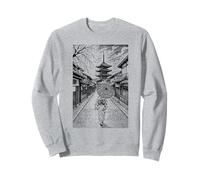 Kyoto Japon vintage japonais Ligne illustre femme kimono Sweatshirt