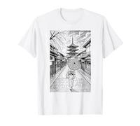 Kyoto Japon vintage japonais Ligne illustre femme kimono T-Shirt