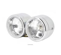KYOTO - Phare Double Optique Moto Chromé Ø 100Mm H4 12/60/55W