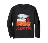 Kyoto Skyline Montagne Automne Paysage Vintage Japon Voyage Manche Longue