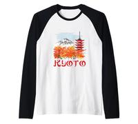 Kyoto Skyline Montagne Automne Paysage Vintage Japon Voyage Manche Raglan