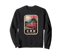 Kyoto Station Japon Pagode Rétro Vintage Train Kanji Sweatshirt