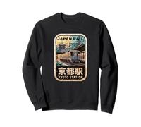 Kyoto Station Japon Pagode Rétro Vintage Train Kanji Sweatshirt