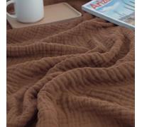 KyraHome Grande Couverture en Mousseline 100% Coton Bio pour canapé, Adulte, prélavée, Teinture végétale, Respirante, légère, Douce, pour Femme, Toutes Saisons, 152,4 x 203,2 cm, Marron/Moka