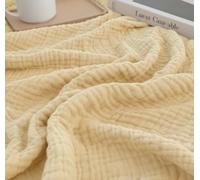 KyraHome Grande Couverture en Mousseline 100% Coton Bio pour canapé, Adultes, 152,4 x 203,2 cm Couverture en Gaze Respirante, prélavée, Teinture végétale, pour Femmes, Toutes Saisons, sablé/crème