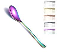 Kyraton cuillères à soupe arc-en-ciel 12pcs, placage titane coloré 20.3cm Cuillères à dîner en acier inoxydable ensemble pour la maison, le restaurant et l’hôtel, Lavable au lave-vaisselle