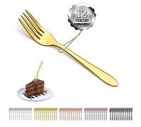 Kyraton Fourchettes à Dessert 12 pièces, 14cm Acier Inoxydable Titane plaqué Plating Noir Shiny Polished Fourchettes à gâteau, Petites Mini à Fruit, Fourche Argenterie