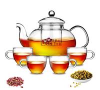 Kyraton Théière ronde pour infuseur de théière de tous les jours 1L Avec 4 tasses, Résistant à la chaleur