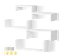 Kyrio Lot de 5 étagères murales flottantes pour décoration murale - En bois blanc - Pour chambre à coucher, cuisine, salon, bureau