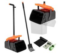 Kyrio Pelle à déjections canines pivotante et kit de râteau avec poignée de 116,8 cm de long, avec 55 sacs à déjections canines, pelle à déjections canines portable, pour cour, herbe, saleté ou