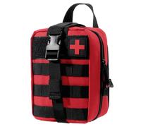 Kyrio Pochette de Premiers Secours, Pochette Molle Tactique Forfait Médical Extérieur Sac à Outils Rip-Away EMT pour Le Médical Forfait D'outils de Sauvetage en Escalade Sac Banane Polyvalent, Rouge