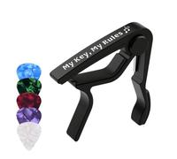 Kyser Capodastre pour guitare acoustique Fender Capodastre pour guitare électrique classique avec 5 médiators gratuits Idée de cadeau musicale de Noël ou d'anniversaire (noir My Key My Rules)