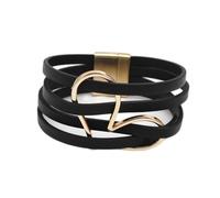 Kysin Chiys Bracelet en cuir avec breloques en forme de cœur et cercle - Fait à la main - Plusieurs rangs - Bijoux de vacances - Cadeaux pour femme, adjustable, Pierre, Pas de gemme