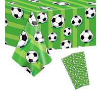 KYSUN 2 Pièces Nappe de Football, Nappes de Fête de Football, Nappe à Motif de Ballon de Football, Nappe Réutilisable Deco Anniversaire Football, pour Anniversaire, Fournitures de Fête, 137 x 274 cm