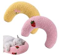 KYSUN 2 Pièces Oreillers pour Compagnie pour Chats, Jouet Apaisant Doux et Moelleux, pour Protéger Les Vertèbres Cervicales du Chat,Petit Oreiller D'accompagnement en Forme U, Petit Coussin pour Chat