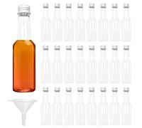 KYSUN 24 PCS Mini Bouteille Vide 100ml Bouteille Miniature Plastique avec Bouchons, Mignonette avec 1 Entonnoir Bouteilles d'Alcool Bouteilles de Sauce pour Fêtes Mariages (Argent Bouchons)