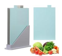 KYSUN 3 Pièces Planches à Découper Plastique, Set Planche a Decouper avec Support, Planches à Découper en Plastique en 3 Couleurs, Planche Cuisine pour Viande Poisson Légumes Fruits Pain