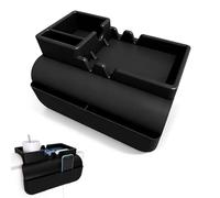 KYSUN Plateau Accoudoir Canapé Antidérapant, Range Telecommande avec Deux Poches Latérales, Organisateur de Canapé en Silicone avec Porte-gobelet, Support de Téléphone, Tablette, Magazines (Noir)