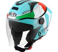 KYT D-City Colorful Leopard Replica Tricolore, casque ouvert L Turquoise/Blanc/Rouge/Vert Turquoise/Blanc/Rouge/Vert