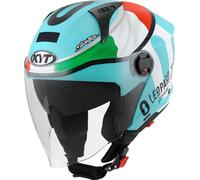 KYT D-City Colorful Leopard Replica Tricolore, casque ouvert L Turquoise/Blanc/Rouge/Vert Turquoise/Blanc/Rouge/Vert