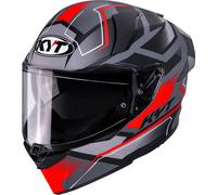 KYT R2R Parsec Casque, Gris mat/rouge, Taille XL (61/62)