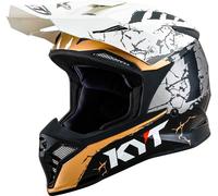 KYT Skyhawk Jarvis Signature Edition Casque de motocross, noir-blanc-or, taille M pour homme