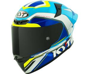 KYT TT-Revo Grand Prix Casque, Blanc/bleu, Taille L (59/60)