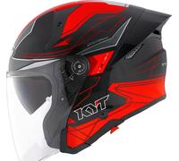 KYT TTR-JET LED, casque ouvert M Noir/Gris Foncé/Rouge Noir/Gris Foncé/Rouge