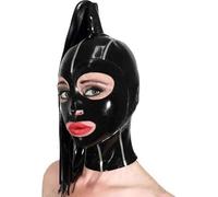 KYTFLCG Cagoule en Latex avec Perruque Masque Caoutchouc Naturel Unisexe pour Tête Décoration Déguisements Club(Size:m)