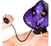 KYTFLCG Cagoule en Latex Masque D'éTouffement Plein Visage Masque Latex avec Bouchon Gonflable en Latex Convient Aux Costumes(Size:m)