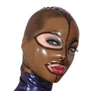 KYTFLCG Cagoule Latex Masque Caoutchouc Yeux ExposéS Bouche Exposé Fait La Main Fermeture éClair Dos Adapté Club FêTe Cosplay(Size:M)