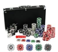 Kyto Mallette de poker 300 pièces - Idéal pour Texas Holdem - Avec valise, jetons de poker, cartes de poker et tapis de poker - Jeu de poker parfait pour les professionnels et les débutants dans le