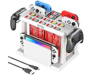 Kytok Tour Stockage, Rangement pour Nintendo Switch/OLED, Chargeur Manette Joycon Switch & Support Manette, Multifonctionnelle, Accessoires Jeux, USB