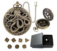 Kytpyi Dés Jdr, Dés Jeu de Role, Set des Jdr Métal Rétro avec 7 Dés Polyédriques 1 Coffret Cadeau, Mini Dés de Jeux Résistant Compact Portable pour Voyage Faire la Fête Camping(Pieuvre)