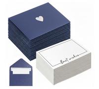 Kytpyi Mini Enveloppe, Enveloppes, 50 pièces 10,5×7cm Raffinées Épaissi Petite Enveloppes avec 50 Cartes, pour Noel, Cadeau, Mariage, Anniversaire, Invitation (Bleu)