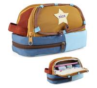 Kytpyi Trousse Crayon de Couleur, Trousse Scolaire, 23 * 12 * 14cm Plumier Grande Capacité avec 3 Compartiments pour École Bureau Maison, Mignon Enfant Pencil Case pour Fille Garcon (Orange)