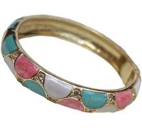 KYUEPONG Bracelet cloisonné, bracelet en émail, Bracelet manchette à charnière à ressort en émail cloisonné et strass for femme(Multicolor)