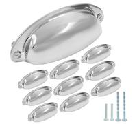 Kyuionty Lot de 10 poignées de tiroir chromées en métal pour armoire de cuisine, commode, meubles de cuisine et commode - 8,9 cm d'écart entre les trous