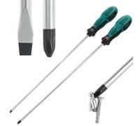 Kyuionty Lot de 2 tournevis cruciformes à fente et cruciforme extra longs de 30,5 cm, tournevis PH2 à lame plate à lame plate avec poignée en caoutchouc vert