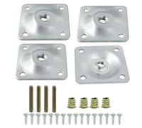 Kyuionty Lot de 4 plaques de montage coudées à 12 degrés pour pieds de meubles - Filetage M8 - Plaques de fixation en T pour réparer les sièges de canapé endommagés - Avec boulons de suspension, vis