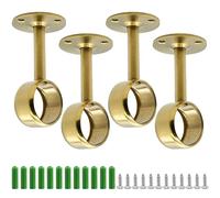 Kyuionty Lot de 4 supports de tringle à rideau de 32 mm en acier inoxydable pour rideau de douche et placard (doré)