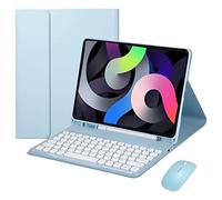 KYVELO Étui Clavier avec Souris pour Samsung Tab S10 FE / S9 FE / S9 11" | Pour S10 Lite/S10 FE/S9 FE 10.9" & S9 11", Clavier Rétroéclairé 7 Couleurs Amovible, Coque TPU, Porte-Stylet