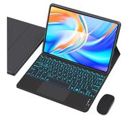 KYVELO Étui Clavier pour Lenovo Idea Tab Pro 12,7" 2025 (TB373FU/TB375FC/ZAE40175US), Clavier Rétroéclairé 7 Couleurs avec Pavé Tactile et Souris, Coque TPU,Noir