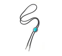 KYXKHSAA Cravate Bolo en métal turquoise à motif floral pour chemise, jean, collier occidental, collier tressé, bijou de col de cowboy Bola-Ti, Argent vieilli, taille unique