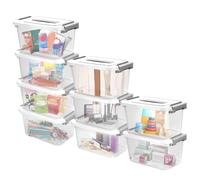 KYYGKY 10 PCS Boîtes de Rangement en Plastique Transparent 6L Boîtes en Plastique avec Couvercle Boîtes de Rangement Empilables Caisse Rangement Plastique Bac de Rangement Plastique pour Maison Bureau